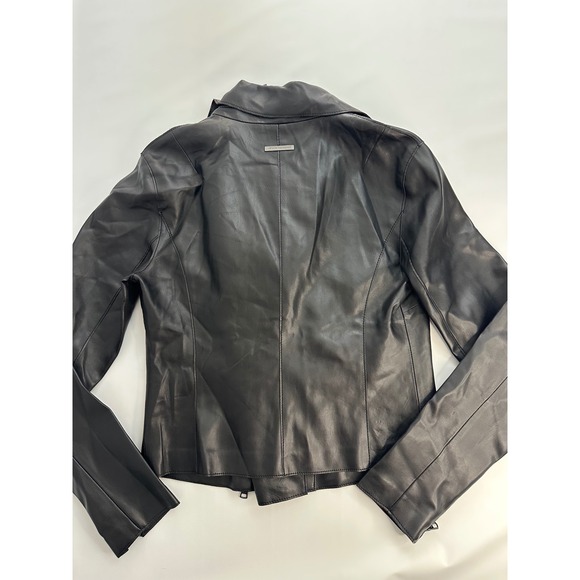 Armani Exchange‎ AX Black Faux Leather Moto Jacket Women's Size S Small - Picture 9 of 10